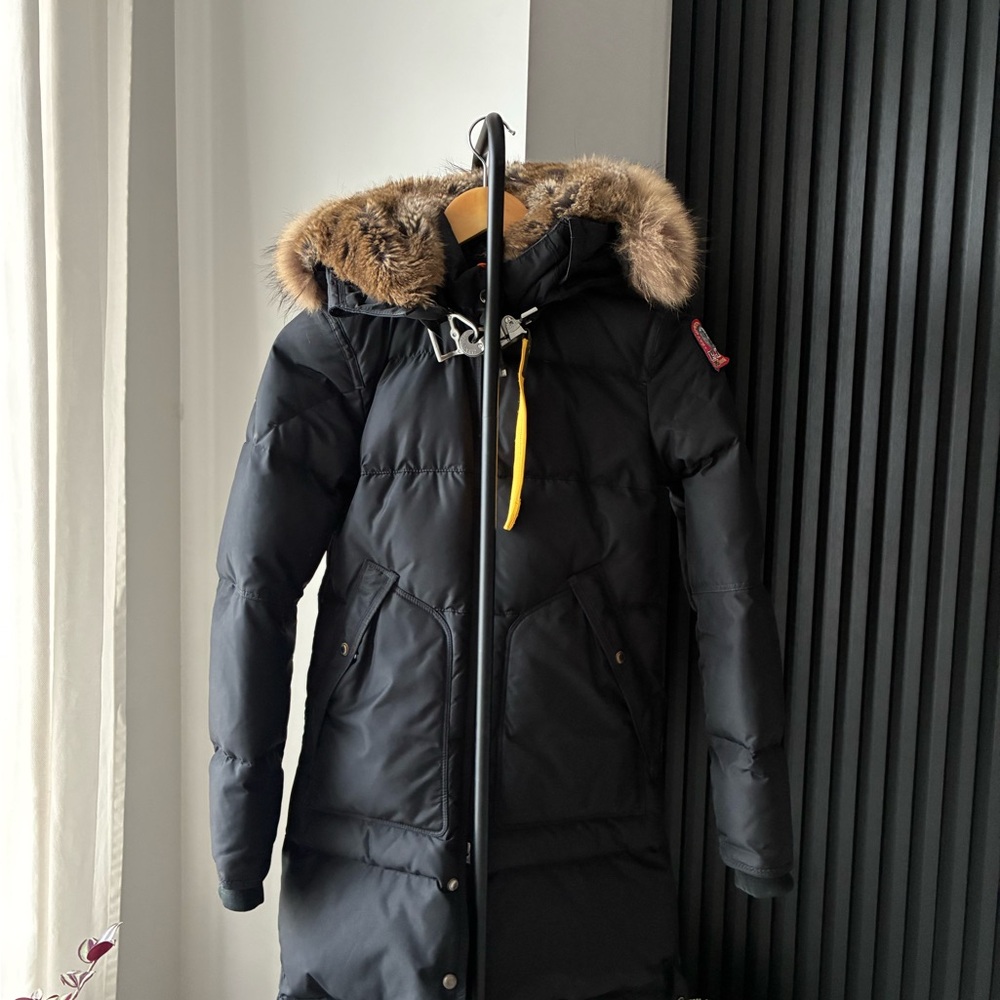 Parajumper Long Bear Black Parka Coat with Fur Hood - XXS